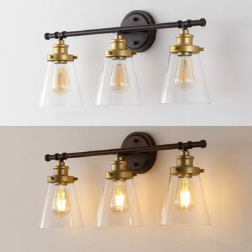 Hollis 23.75" 3-Light Traditional Farmhouse Vanity Light with Bathroom Hardware Accessory Set - JONATHAN Y